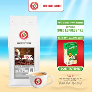 Cà phê hạt mix Robusta & Arabica - Bold Espress Copen Coffee Gói 1KG - Pha phin, pha máy espresso, đắng vừa, chua nhẹ