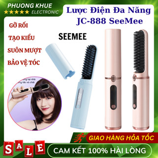  Lược Điện Chải Tóc Không Dây Ion Âm SeeMee - Chăm Sóc Tóc Suôn Mượt Tạo Kiểu Vào Nếp Nhanh Với 4 Mức Nhiệt BH 12 Tháng 