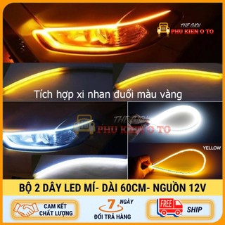 Bộ 2 Led Dây Đèn Mí Ô Tô Tích Hợp Xi Nhan Đuổi 60cm Silicon Chống Nước