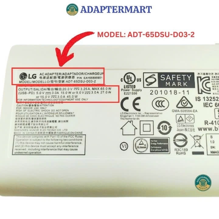 Cục sạc laptop lg gram 17Z90P-K.ADC9U1 17Z90R-A.ADB9U1 17ZB90Q-V.APS5U1 20v hàng zin