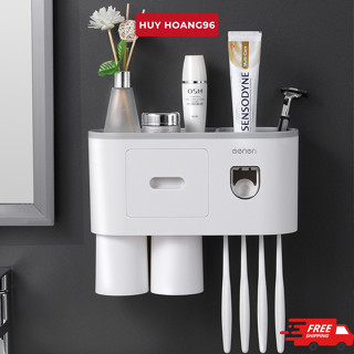  Kệ Để Bàn Chải Đánh Răng Cao Cấp Kèm Cốc Huyhoang Bộ Nhả Kem Kết Hợp Để Đồ Vệ Sinh Cá Nhân Dán Tường Nhà Tắm 