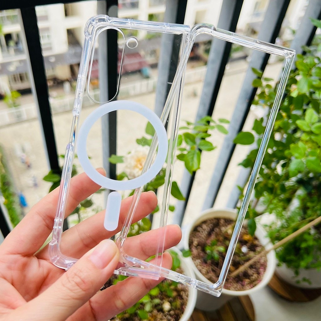 Ốp lưng cho Galaxy Z Fold 6 trong suốt có sạc không dây zfold6 z fold 6