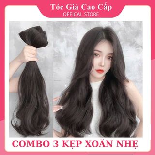 Tóc giả kẹp xoăn, combo 3 dải kẹp xoăn dợn đuôi nhẹ nhàng, 8226-P