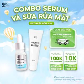Combo serum và sữa rửa mặt hỗ trợ giảm mụn miniderm 10g skincare