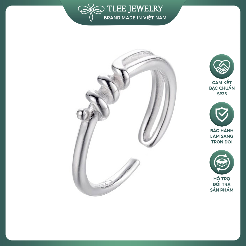 Nhẫn bạc nữ TLEE, nhẫn ngón út móc nối xoắn basic TLEE JEWELRY