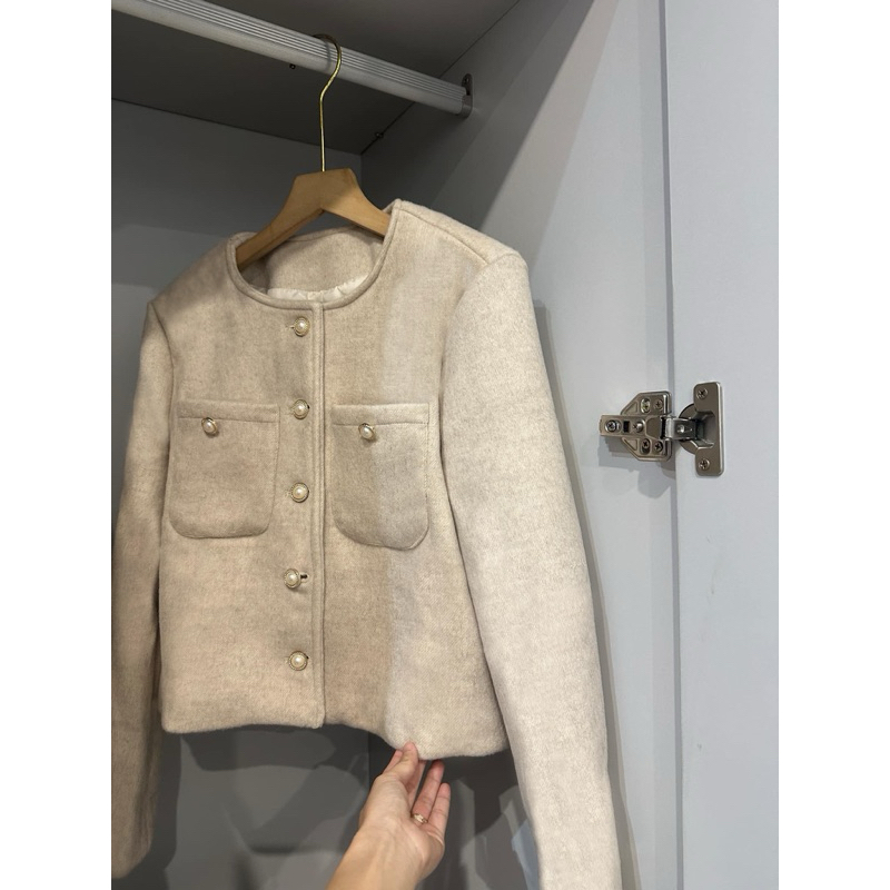 Áo khoác dạ tiêu 2 lớp khuy ngọc đứng form Samhyewear