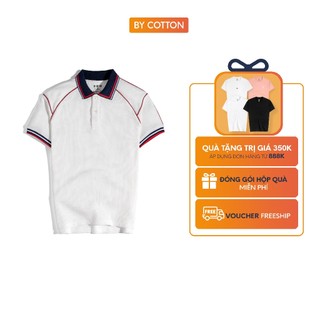 Áo thun polo nam cao cấp raglan phối đỏ - trắng by cotton