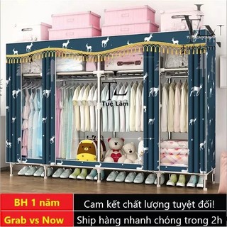 Tủ quần áo Tủ Vải Khung Thép Metal Khổ lớn 4 buồng 1m7