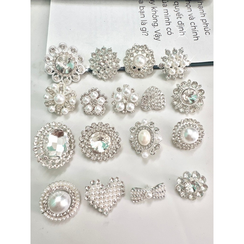 cúc áo kim loại gắn đá có chân khâu cao cấp nhiều mẫu [video kèm ảnh thật 100%]