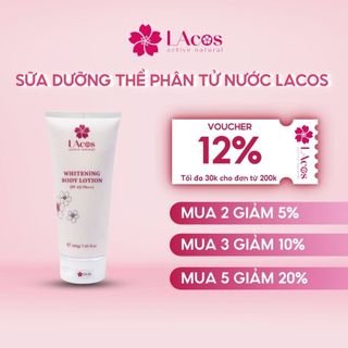 Sữa dưỡng thể phân tử nước lacos whitening body lotion spf 45/pa+++ sáng da chống nắng dưỡng ẩm bổ sung collagen 200ml