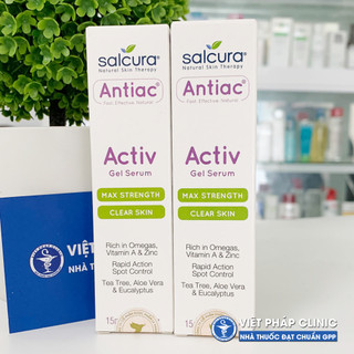 Gel serum chấm mụn salcura antiac activ giảm bóng da dầu, se khít lỗ chân lông 15ml