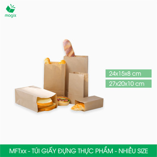 MFT - 100  túi giấy Kraft đựng thực phẩm, túi giấy đựng thức ăn mang đi, túi take away - Nhiều size