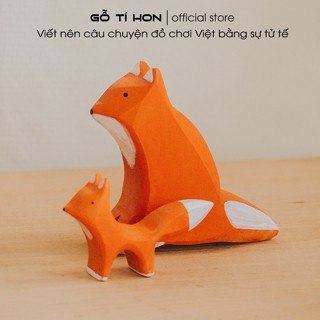 Chú Cáo Gỗ Cho Bé, Đồ Chơi Mô Hình Thú Gỗ Điêu Khắc Thủ Công, Thú Gỗ Búp Bê Cho Bé, Đồ Chơi Gỗ Tí Hon