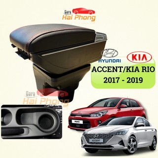 Hộp tỳ tay xe Accent / Kia Rio 2017-2019 cao cấp tích hợp cổng sạc USB - Bảo hành 12 tháng