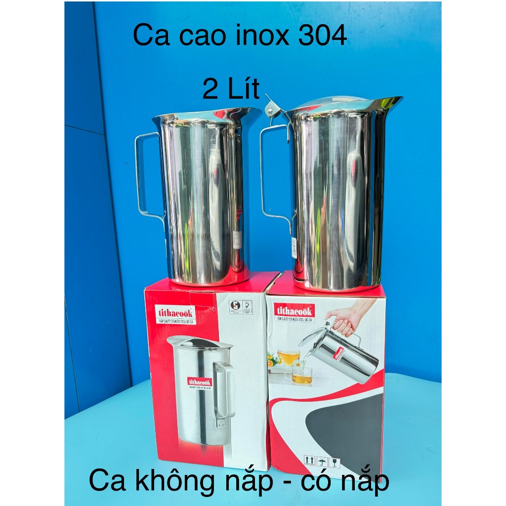 Ca inox 304, ca uống nước, ca rót quầy bar 304 PHÚC HƯNG PHÁT dung tích cỡ lớn 2 lít.