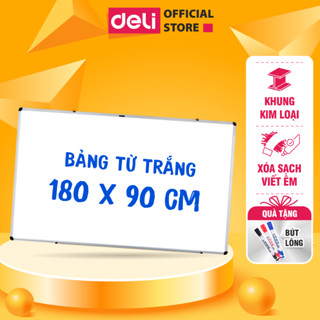 Bảng Từ Trắng DELI Kích Thước 180x90cm Bảng Mica Từ Tính Nam Châm, Bảng Fooc Trắng, Móc Treo Tường