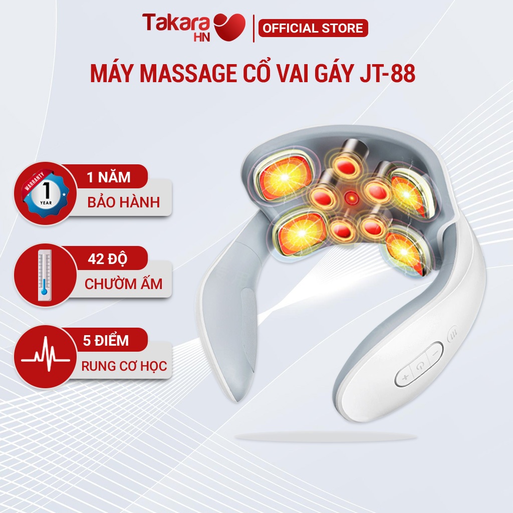 Máy massage cổ vai gáy Takara JT88, mát xa xung điện với 5 điểm rung trị liệu chuyên sâu BH 12 tháng