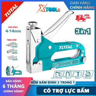 Kìm bấm đinh ghim đa năng 3 trong 1 TOTAL THT31143 súng bắn ghim có điều chỉnh lực, bắn yên xe, bắn gỗ, kèm 600 ghim