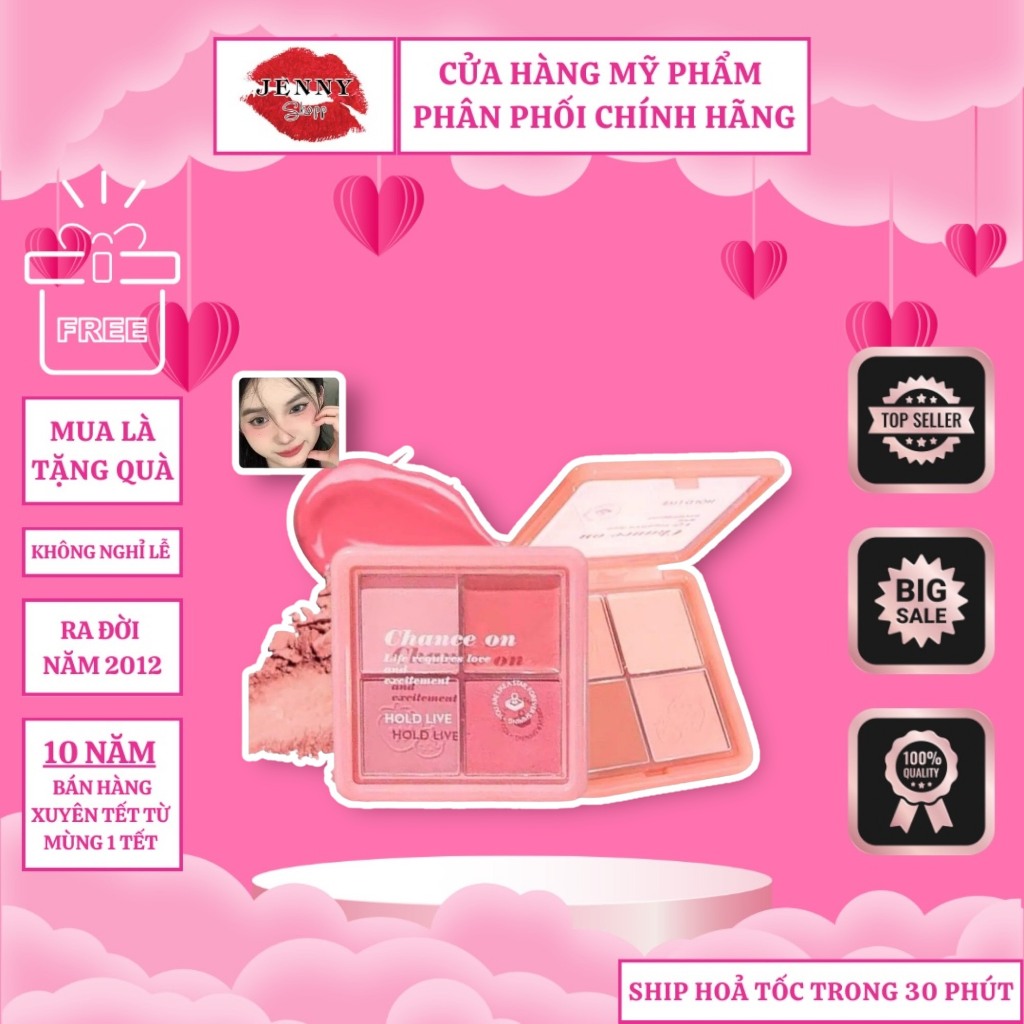 Bảng Phấn Má Hồng 4 Ô Hold Live Pink Mist Four Palace Grid Powder Blusher Dish