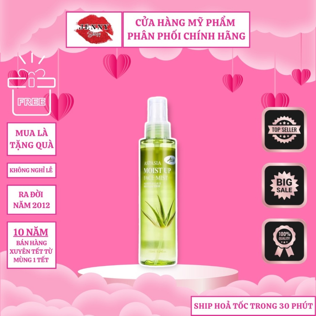 Xịt Khoáng Aspasia Moist Up Face Mist 150ml, Xịt Khoáng Lô Hội Arumore 200ml