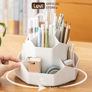 Khay đựng bút đa năng xoay 360 độ LoviOffice 3820, Ống đựng bút 9 ngăn đơn giản tiện dụng sang trọng
