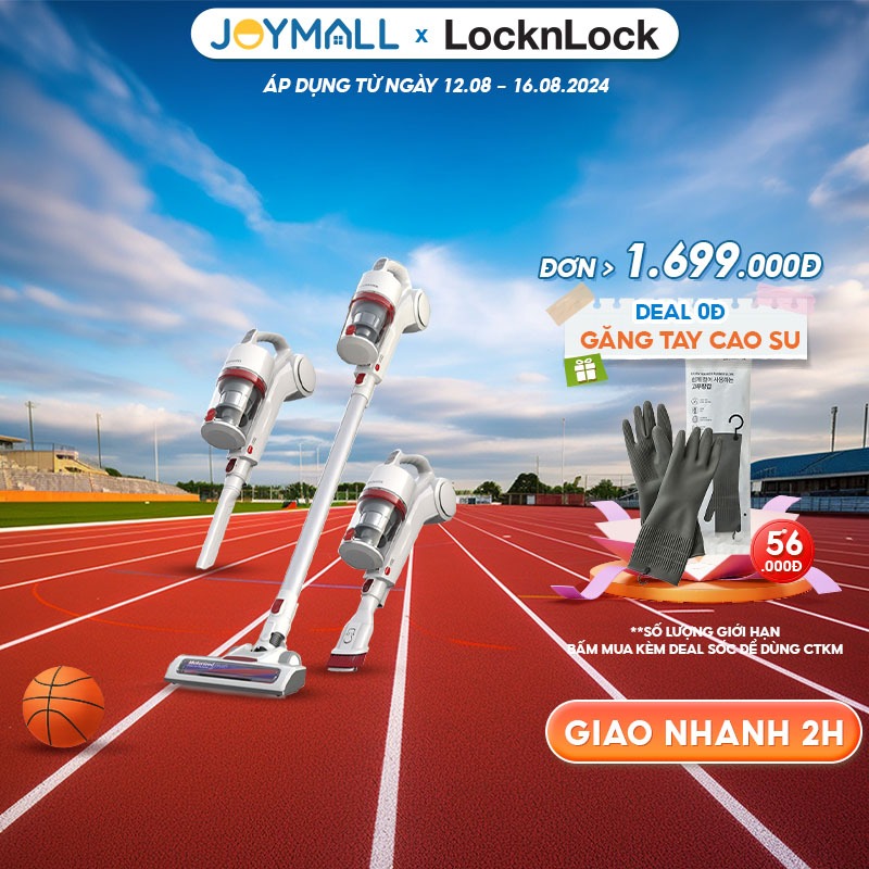 Máy hút bụi cầm tay không dây Lock&Lock ENV116WHT 150W - Hàng chính hãng, dùng trong nhà, xe ô tô - JoyMall