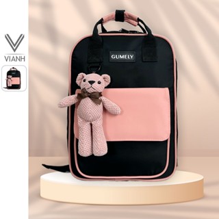 Balo Black Pink đẹp đi học, làm gọn nhẹ nhiều ngăn size to để laptop 14 15.5 inch Gumely GU09 ViAnh