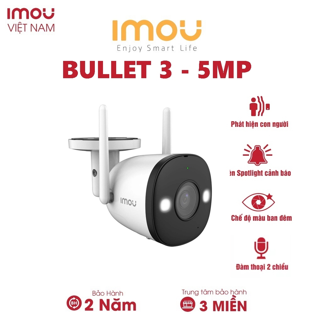 Camera Wifi IMOU BULLET 3 S3EP 3K 5MP, Full Color, Đàm Thoại 2 Chiều, IPC-S3EP-5M0WE 5MP 3K | IPC-S3