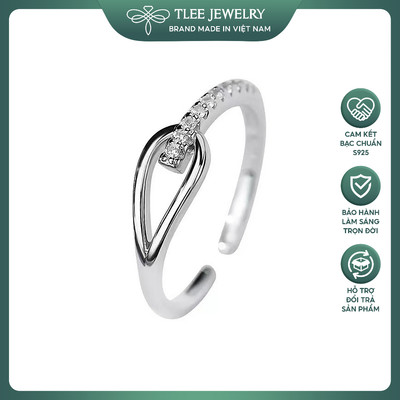 Nhẫn bạc nữ TLEE, nhẫn nữ móc nối đính đá form to cá tính TLEE JEWELRY