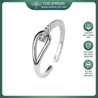 Nhẫn bạc nữ TLEE, nhẫn nữ móc nối đính đá form to cá tính TLEE JEWELRY