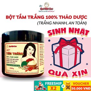Bột tắm trắng da 100% thảo dược, bột tẩy tế bào chết, tẩy da chết toàn thân - Spa Quê Một Cục 200g - handmade