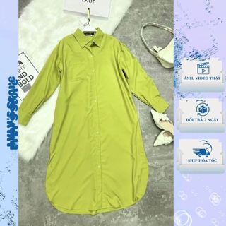 Váy sơ mi nữ màu xanh cốm ZR sang chảnh cho nàng dạo phố