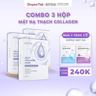 Combo 3 hộp mặt nạ thạch collagen seyoul hỗ trợ căng bóng da, cấp ẩm, mịn màng - tặng 2 miếng mặt nạ