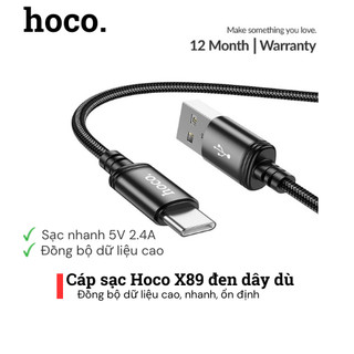 Hoco Chính Hãng - Cáp Sạc Nhanh Hoco X89 Dây Dù Chống Rối Đồng Bộ Dữ Liệu Cao, Nhanh Ổn Định