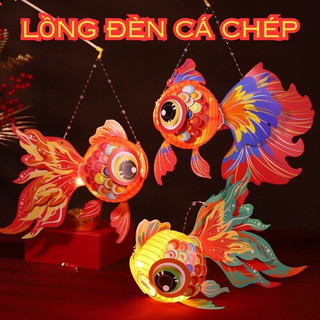 Đèn Lồng Trung Thu Hình Cá Chép Ngũ Sắc Phát Sáng Cho Bé Trend 2024, Đèn rước đêm trăng rằm