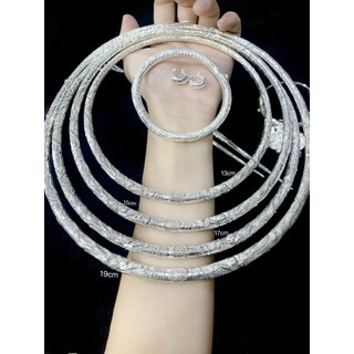 Kiềng bạc ta chạm Rồng thủ công Minh Tâm Jewelry