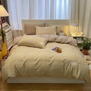Bộ Chăn Ga Cotton Tici Phối Kẻ Mới Hàn Quốc, Vải Cotton Tici Mềm Mịn Mát
