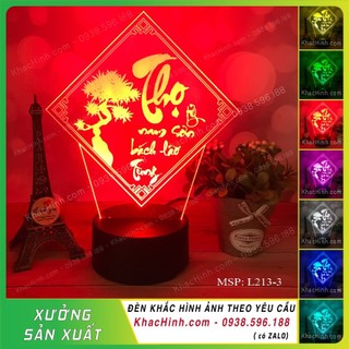 Đèn Led  Thư pháp CHỮ THỌ , Đèn tranh Thư Pháp chữ THỌ, quà tặng ông bà cha mẹ, đèn ngủ chữ Thọ