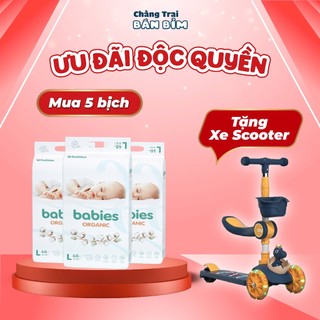  Combo 5 Bịch Tã Bỉm Babies Organic size NB76/S66/M56/L50/XL46 thấm hút tốt, chống hăm