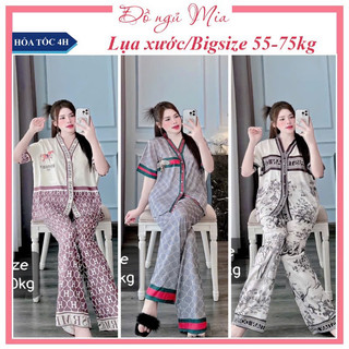 Đồ bộ - Đồ ngủ Pijama mặc nhà, Đồ ở cữ tay ngắn quần dài cổ V lụa Xước cao cấp