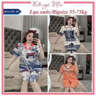 [BIGSIZE 55-75kg] Đồ bộ mặc nhà - Pijama lụa Xước quần ngố, quần lửng BIGSIZE thiết kế cao cấp