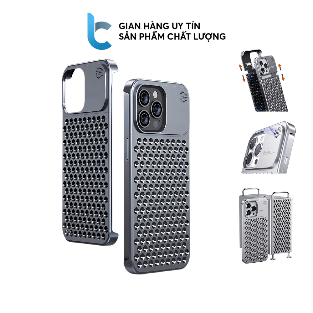 Case/ Ốp iphone Nhôm Tản Nhiệt NJOYNY Kiểu Mac Pro Chống Trầy Xước Cho iphone 14/ 15 Pro Max