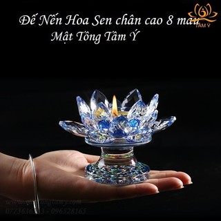 Đế nến hoa sen pha lê chân nến chất lượng cao nhiều màu sắc giá siêu rẻ tổng kho vật phẩm phật giáo mật tông Tâm Ý