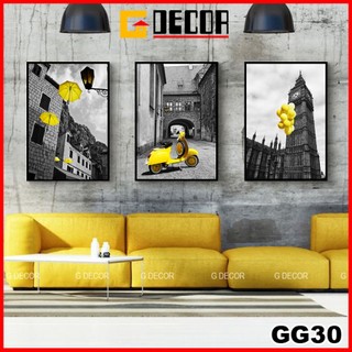 Tranh treo tường canvas khung gỗ 3 bức hiện đại, tranh decor trang trí phòng khách phòng ngủ spa 30
