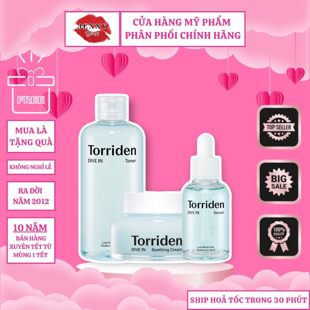 Bộ Tinh Chất Dưỡng & Kem Dưỡng TORRIDEN Dive In Low Molecular Hyaluronic Acid Cấp Nước Làm Dịu Da