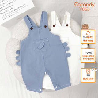 Yếm cho bé -Yếm quần TRẮNG, XANH túi ngực kép sườn 3 tai cho bé của COCANDY mã Y065