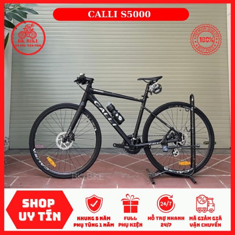 Xe Đạp CALLI S5000 • Khung-càng nhôm, phanh dầu Shimano, group Shimano, moay-ơ 6 bạc cối nổ