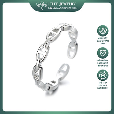 Nhẫn bạc nữ TLEE, nhẫn mắt xích cách điệu tự điều chỉnh size TLEE JEWELRY