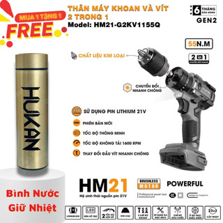 Thân máy khoan pin 10mm hukan 1155q tháo đầu trục 2 trong 1 không chổi than chưa kèm pin sạc