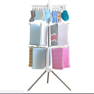 Cây phơi quần áo đa năng cho bé 3 tầng gấp gọn, Móc Treo Quần Áo Gỗ